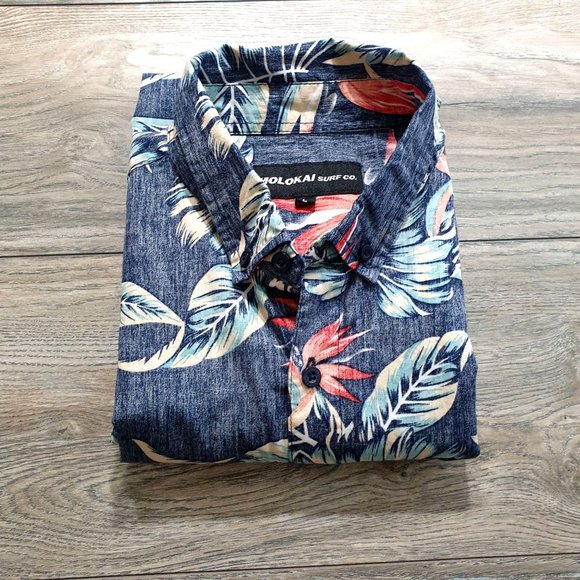 Molokai Surf Co Mens Short Sleeve Shirt Hawaiian Resort Paradise Floral - Picture 10 of 10